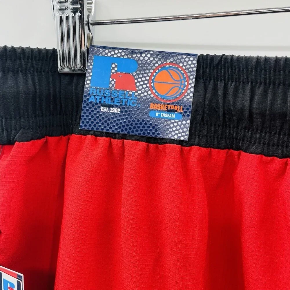 Russell Athletic Mens Size Large Ripstop Woven 8 Inch Basketball Short Red‎ 2712